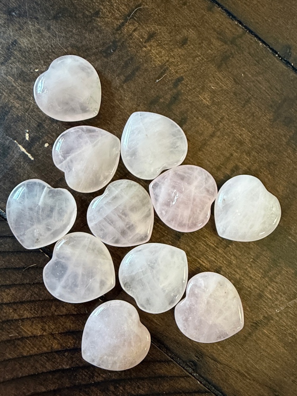 Rose Quartz Heart Palm Stones - Soft Pink Hearts (Set of 11)